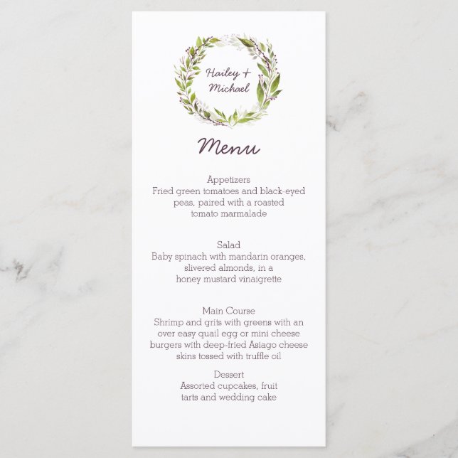 Menú La guirnalda con verde sale las bayas oscuras del (Anverso)