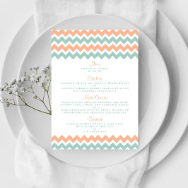 Menú La moderna colección de Bodas Chevron Peach & Mint