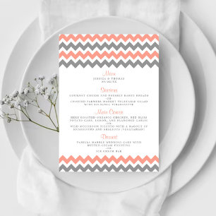 Menú La moderna colección de Bodas Chevron - rosa y gri