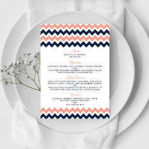 Menú La moderna colección de Bodas Chevron - rosa y mar