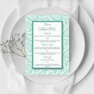 Menú La moderna colección de Bodas Paisley - Verde
