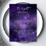 Menú La noche anterior. Cena de ensayo del boda espacia<br><div class="desc">"La noche anterior" Menú de cena de boda de espacio púrpura. Por favor,  contáctame si necesitas artículos adicionales.</div>