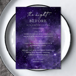 Menú La noche anterior. Cena de ensayo del boda espacia
