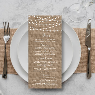 Menú La Rustic Burlap String ilumina la colección Boda
