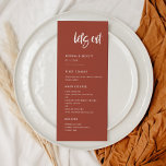 Menú Ladrillo moderno y elegante quemado Comamos boda<br><div class="desc">¡Comamos! menú boda o fiesta de recepción. Un estilo moderno y de moda para su papelería boda: una tipografía audaz y un elegante tema de color de ladrillo quemado,  fácil de mezclar y de combinar. Colores y fondos completamente de personalizable.</div>