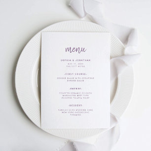 Menú Lavanda con guiones Minimalistas modernos BODA