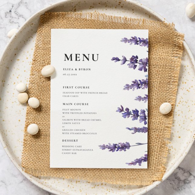 Menú Lavanda floral elegante (Subido por el creador)