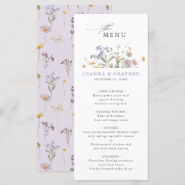 Menú Lavender Spring Wildflower Meadow Garden Wedding 