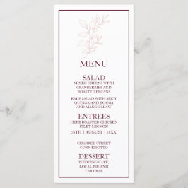 Menú Leaf blanco limpio y rosa simple | Boda moderno