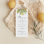 Menú Lemon Sorrento Mediterránea Bridal Shower<br><div class="desc">¡Evoca el soleado esplendor de un boda de la Costa Amalfitana con la colección de ducha de novia amarilla del Mediterráneo de limón! Infundidos con el mayor entusiasmo de los cítricos de verano, las invitaciones, los signos y la decoración irradian calidez, elegancia y encantadores gráficos de limón emparejados con una...</div>