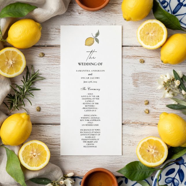 Menú Lemon Wedding Program | Amalfi Coast Italian  (Subido por el creador)