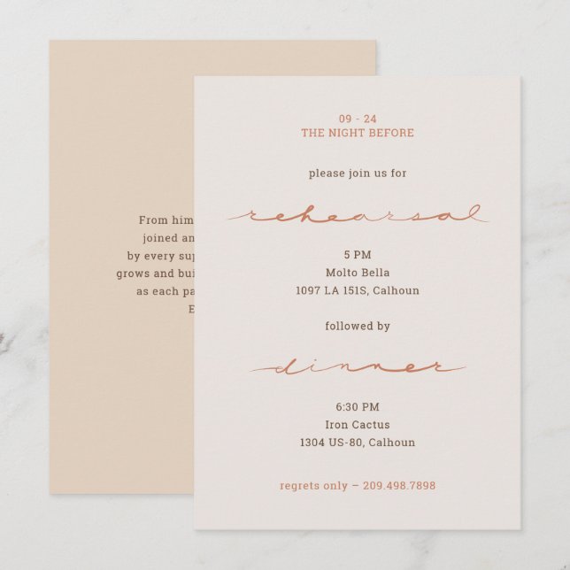 Menú Letra a Mano Caligrafiada para Bodas (Anverso / Reverso)