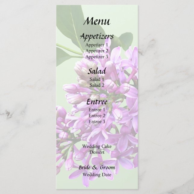 Menú Lilas Encantadoras (Anverso)
