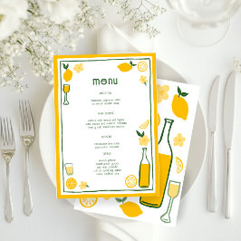 Menú Limoncello Lemonade Lemons PERSONALIZADO Bridal Sh