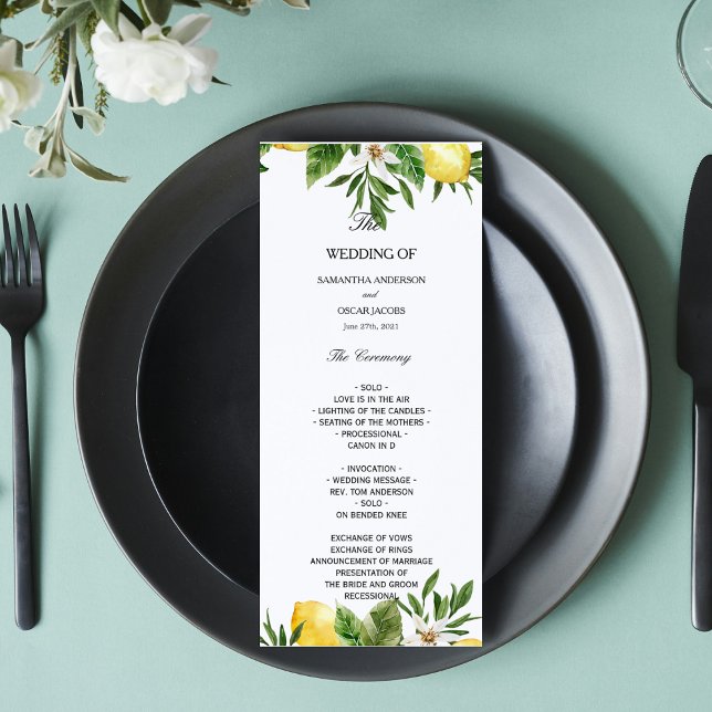 Menú Limones Amarillos & Hoja Acuarela Moderna (Subido por el creador)