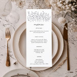 Menú Línea de flores silvestres Art Elegante Moda PERSO<br><div class="desc">Utilice estas tarjetas de menú de flores silvestres dulces para su boda, fiesta de compromiso, ducha de novia u otro evento. Mano dibujada por mí para ti. Totalmente editable, agregue su propio texto o color de fondo. Haga clic en "personalizar" para editar el texto y "editar el diseño" para cambiar...</div>