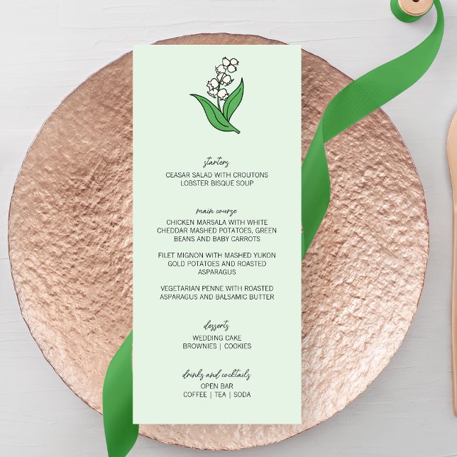 Menú Lirio minimalista del Boda del Valle (Subido por el creador)