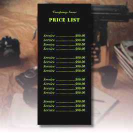 Menú Lista de precios de neón moderno simple profesiona