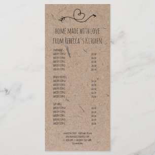 Menú Lista de Precios de Panadería Hecha a Mano Con Amo