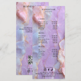 Menú Lista de precios de salón de artista de pestañas d