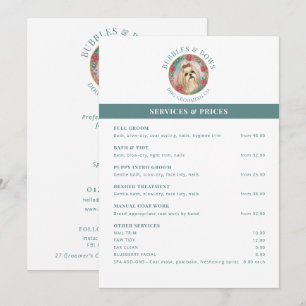 Menú Lista de precios de salón de aseo para Shih Tzu en