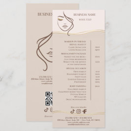 Menú Lista de Precios de Salón de Beige y Oro Elegante