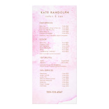 Menú Lista de precios de salon de color de agua ro