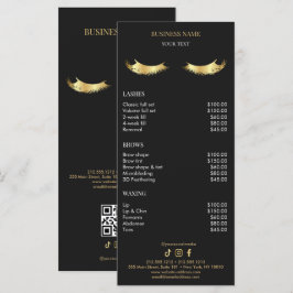 Menú Lista de precios de salón de lujo negro y dorado