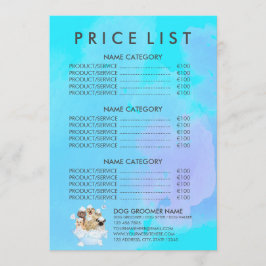 Menú Lista de precios de spa para perros y gatos de Tea