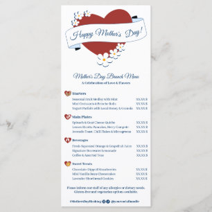 Menú Lista de Precios del Brunch del Día de la Madre Ev