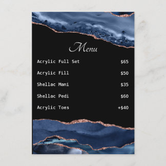 Menú Lista de precios Nail Tech de Blue Agate