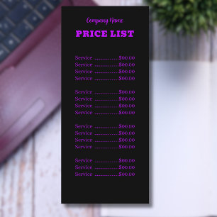 Menú Lista de precios purpúrpura de Neon Moderno Profes