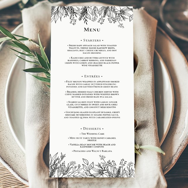 Menú Llanura Boda de verde blanco y negro (Subido por el creador)