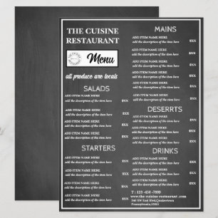 Menú Logo del restaurante Chalkboard