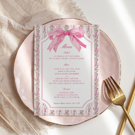 Menú Love Shack Vintage Floral Pink Bow Fiesta