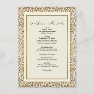Menú Lugar Art Deco Nouveau Faux Gold Floral Damask