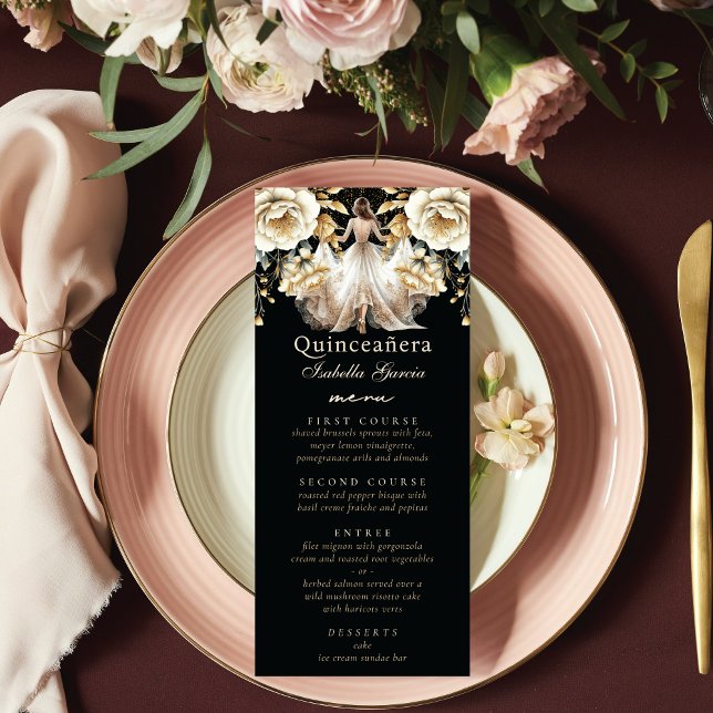 Menú Lujoso Black Ivory & Gold Quinceañera (Subido por el creador)
