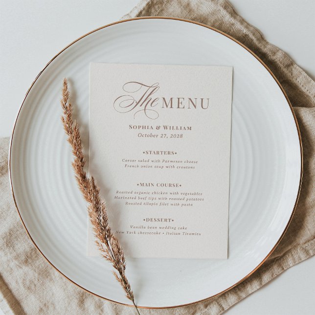 Menú Luxe Ivory and Mocha Taupe | Neutral Wedding (Subido por el creador)