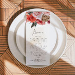Menú LYRA Bohemian Fall Floral Cena Carta<br><div class="desc">El menú de la cena incluye flores de otoño borgoñas y letras manuscritas. Este menú es el complemento perfecto para su evento de otoño.</div>