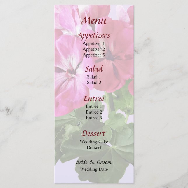 Menú Magenta Geranium (Anverso)