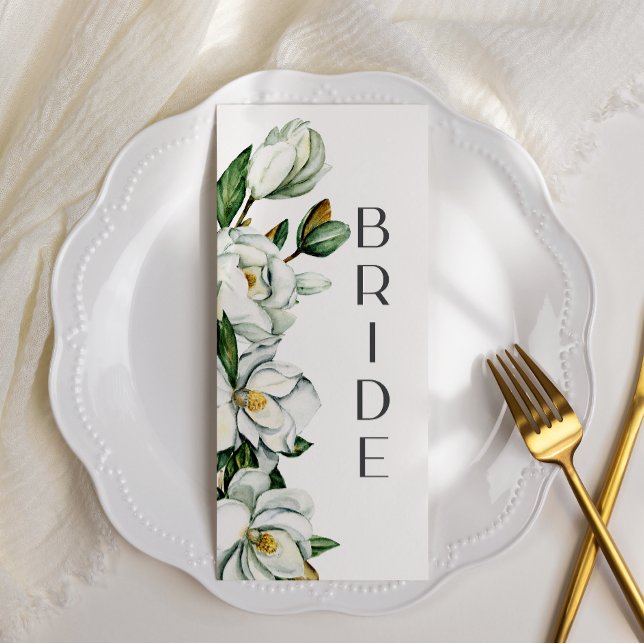 Menú Magnolia blanca Floral Boda Presidente Rótulo (Subido por el creador)