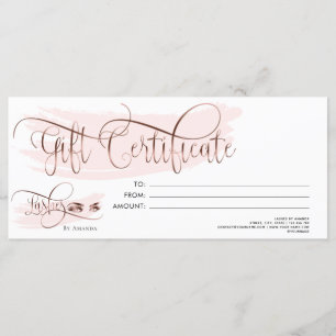 Menú Makeup Eyebrow Oye Lash Rosa Certificado de regalo