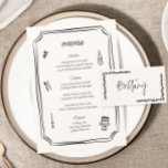 Menú Mano caprichosa atrajo a Boda francés<br><div class="desc">Tarjetas de mesa Boda francesas manuscritas Menú plano Menús elegantes con Boda de comida y bebida | Caligrafía Simple Menús Bodas Rústicos Bodas,  Menú Boda Rústico,  Menú Vegetación Floral,  Menú Tabla Boda</div>