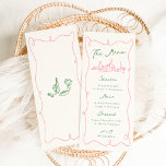 Menú Mano caprichosa dibujada Boda rosa y verde<br><div class="desc">Este adorable diseño presenta elementos dibujados a mano y un texto llamativo en negrita.</div>