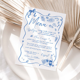 Menú Mano caprichosa dibujó Ilustraciones Doodles Boda