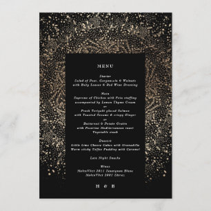 Menú Mano caprichosa formal dibujada de negro y Boda de