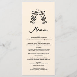 Menú Mano Negra Dibujada Champagne Caprichosa Boda