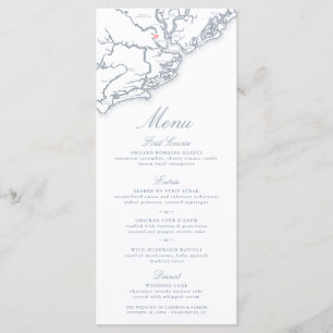 Menú Mapa de Charleston SC Boda Elegante Polvorienta Az