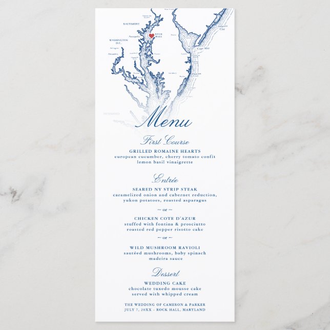 Menú Mapa de Maryland del Salón del Rock Boda Azul de l (Anverso)