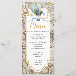 Menú Mapa de Vintage Aventura en globo aerostático Baby